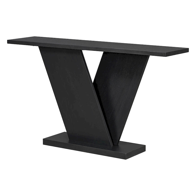 Christopher Knight Home - Tavolino Consolle Elegante Mirod con Impiallacciatura in Legno Naturale e Robusta Base a V