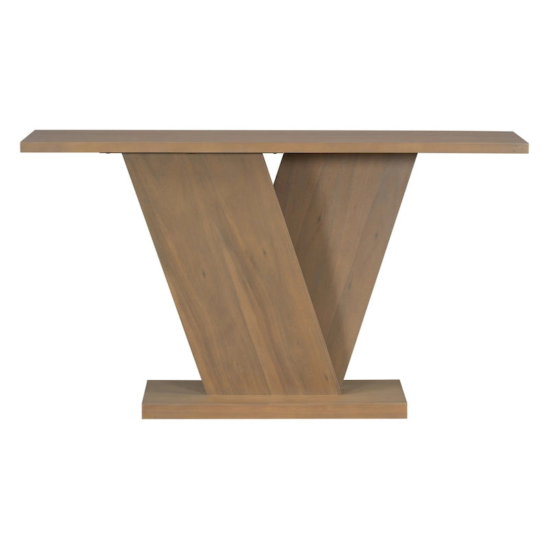 Christopher Knight Home - Tavolino Consolle Elegante Mirod con Impiallacciatura in Legno Naturale e Robusta Base a V