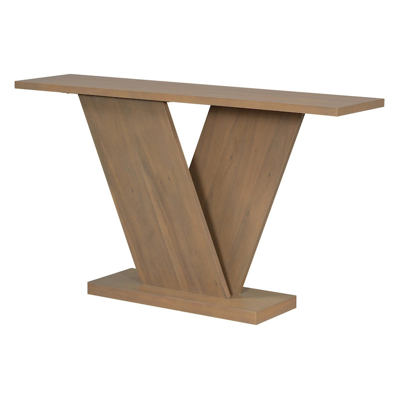Christopher Knight Home - Tavolino Consolle Elegante Mirod con Impiallacciatura in Legno Naturale e Robusta Base a V