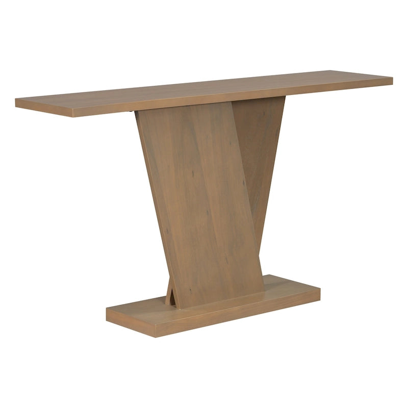 Christopher Knight Home - Tavolino Consolle Elegante Mirod con Impiallacciatura in Legno Naturale e Robusta Base a V