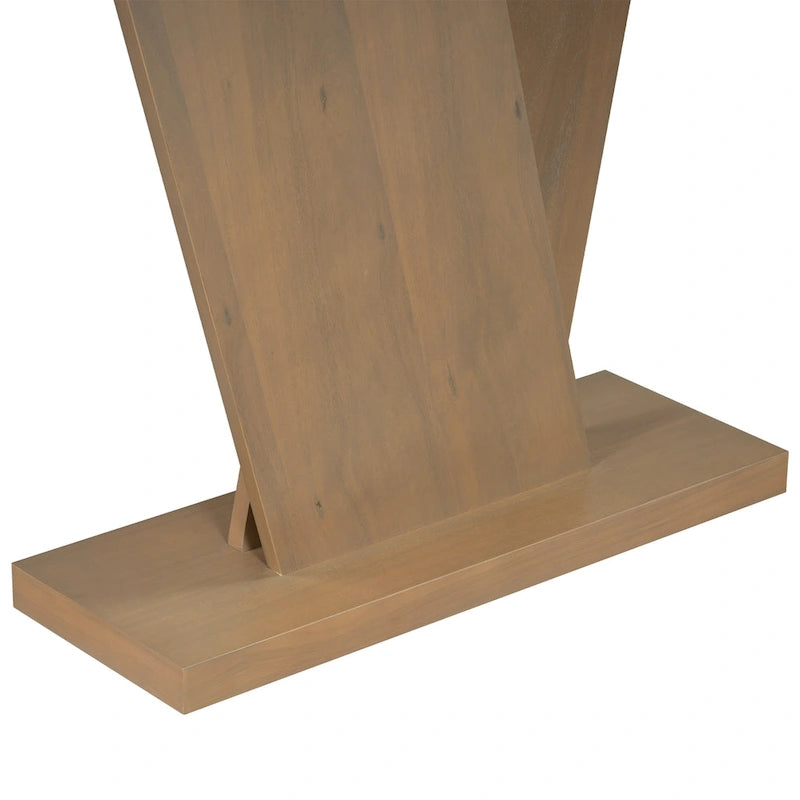 Christopher Knight Home - Tavolino Consolle Elegante Mirod con Impiallacciatura in Legno Naturale e Robusta Base a V