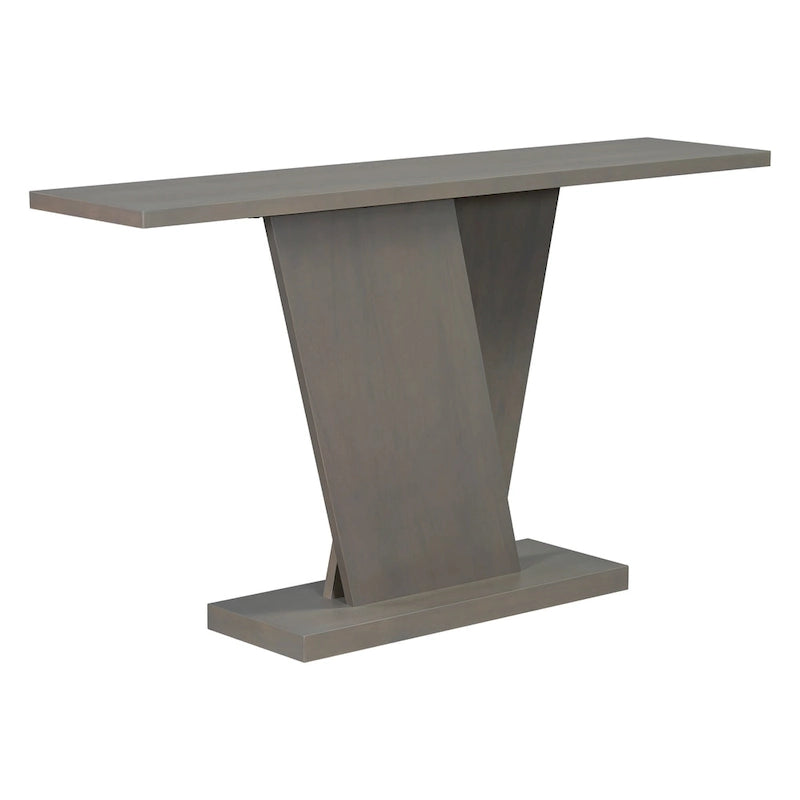 Christopher Knight Home - Tavolino Consolle Elegante Mirod con Impiallacciatura in Legno Naturale e Robusta Base a V
