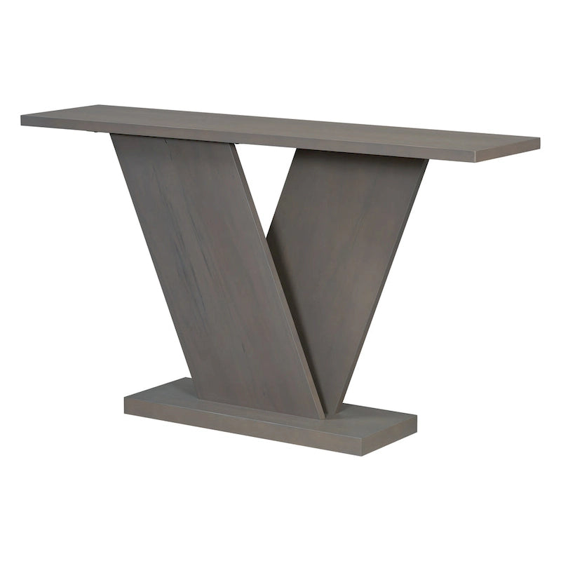 Christopher Knight Home - Tavolino Consolle Elegante Mirod con Impiallacciatura in Legno Naturale e Robusta Base a V
