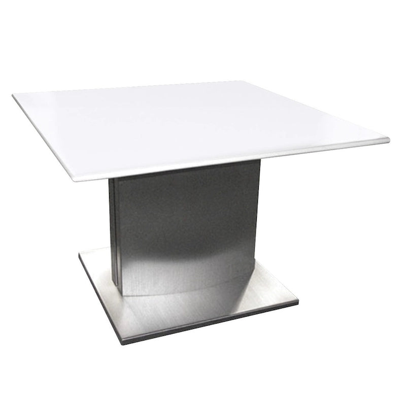 HomeRoots Tavolino Piedistallo Quadrato in Marmo Bianco e Argento e Metallo - 21.5" X 22" X 21.5"