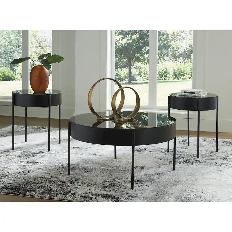 Signature Design by Ashley Ardoline Black - Set di 3 tavolini (36 L x 36 P x 18,25 A)