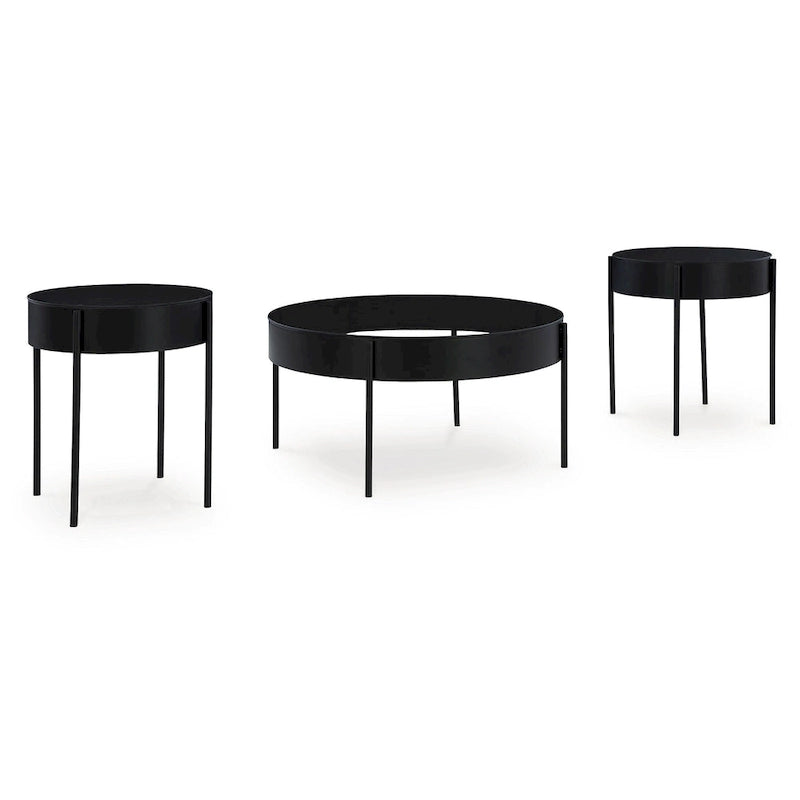 Signature Design by Ashley Ardoline Black - Set di 3 tavolini (36 L x 36 P x 18,25 A)