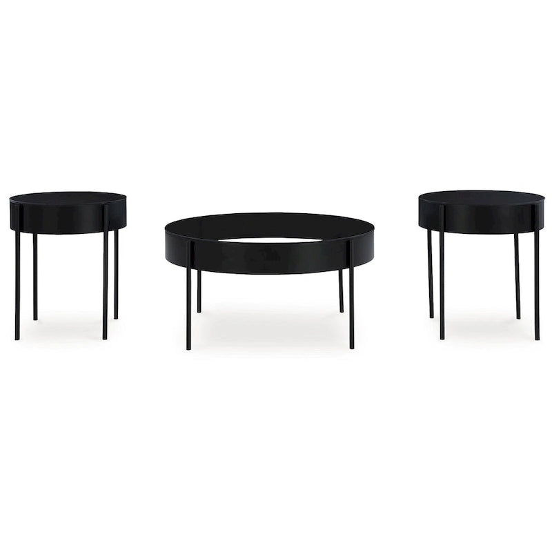 Signature Design by Ashley Ardoline Black - Set di 3 tavolini (36 L x 36 P x 18,25 A)