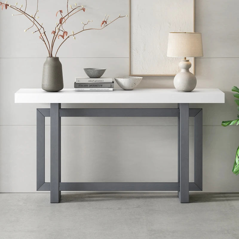 Tavolo Consolle Contemporaneo con Piano in Legno, Tavolo da Ingresso Extra Lungo per Ingresso, Corridoio, Soggiorno, Atrio, Passaggio