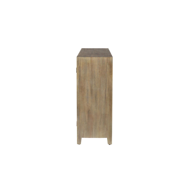 Mobiletto con 1 Ripiano e 2 Ante, Intagliato in Legno Floreale, per Camera - Marrone - Roche River Decor