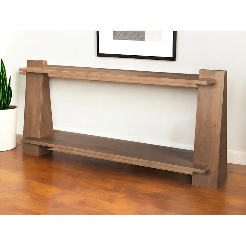 HomeRoots 67 Table console en bois massif marron avec étagère - 67' X '30' X '15.5