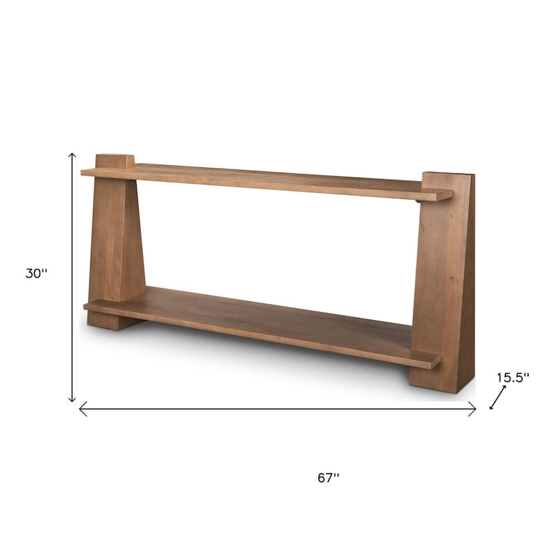 HomeRoots 67 Table console en bois massif marron avec étagère - 67' X '30' X '15.5