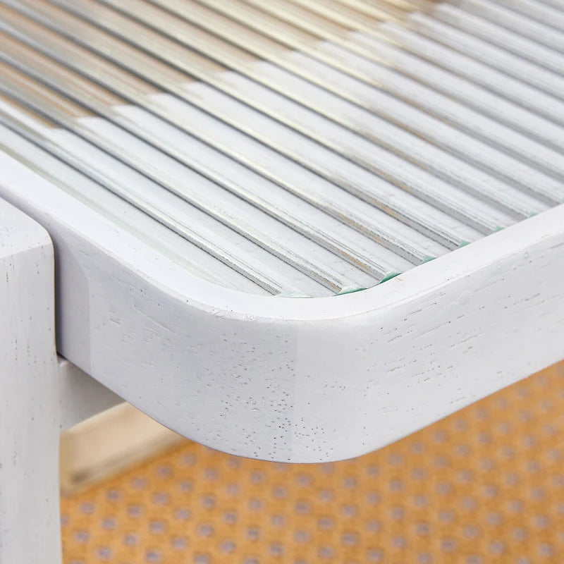 Tavolino da caffè bianco a doppio strato, tavolino laterale in vetro effetto rattan, tavolo rettangolare in legno massello per soggiorno