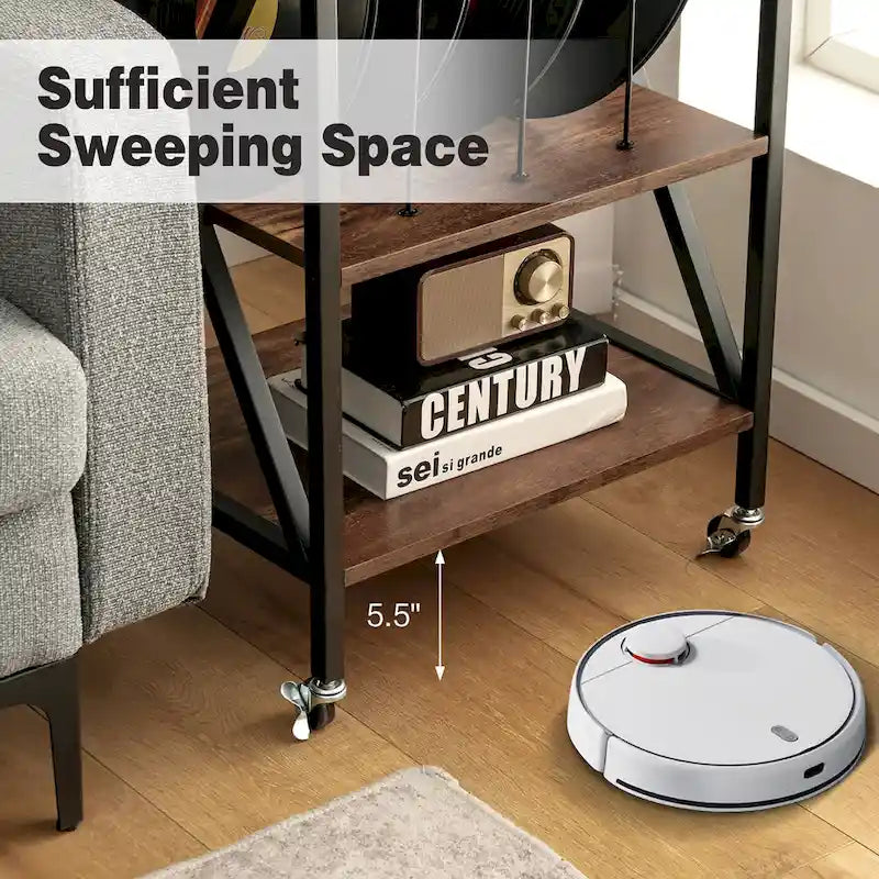 Costway Meuble de rangement pour disques vinyles, support pour platine vinyle roulant à 3 niveaux - Voir détails
