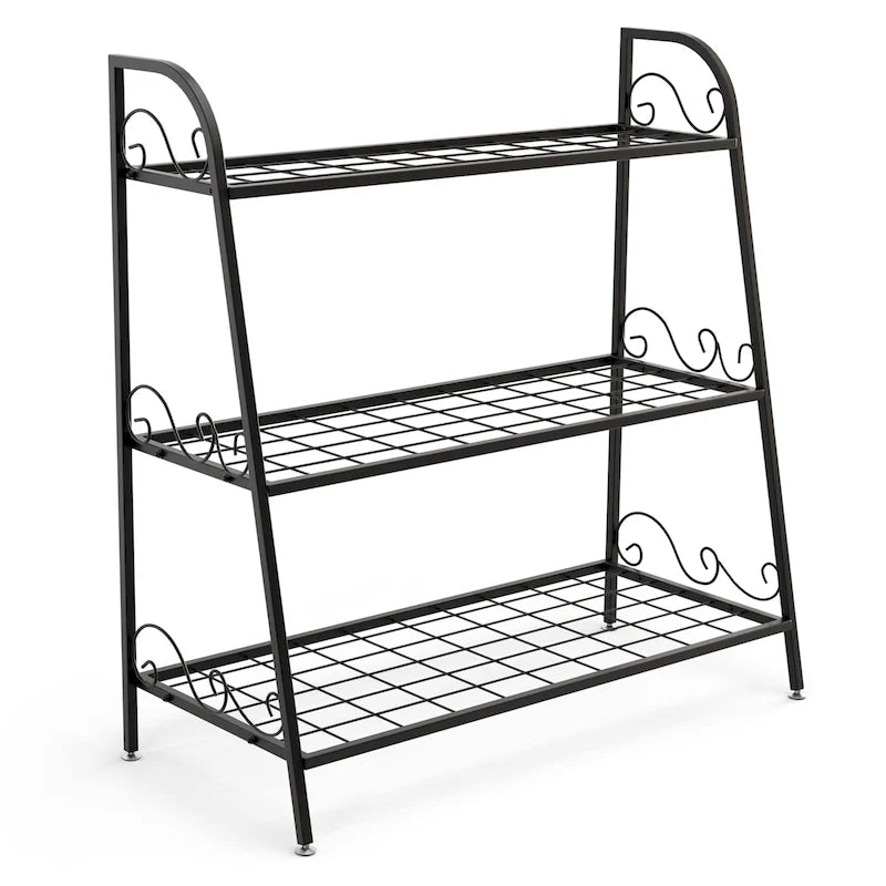 Costway Support à Plantes Métal à 3 Niveaux Étagère Porte-Pots Présentoir à Fleurs