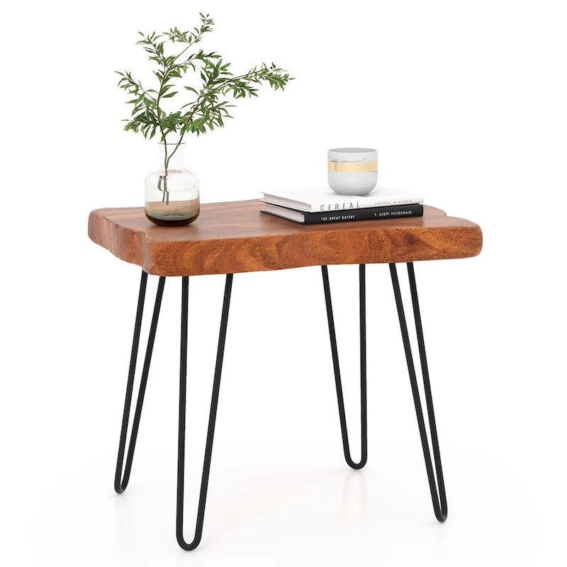 Tavolino Rettangolare Costway, Tavolino d'Appoggio in Teak Indonesiano Riciclato