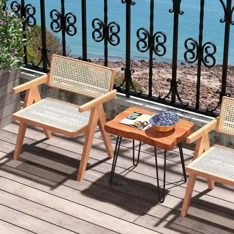 Tavolino Rettangolare Costway, Tavolino d'Appoggio in Teak Indonesiano Riciclato