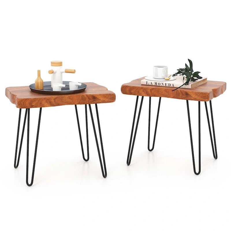 Tavolino Rettangolare Costway, Tavolino d'Appoggio in Teak Indonesiano Riciclato