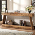 Tavolo da ingresso extra lungo da 70,87 pollici, consolle stretta a 2 livelli con contenitore - 70,87L x 11,81P x 31,5A