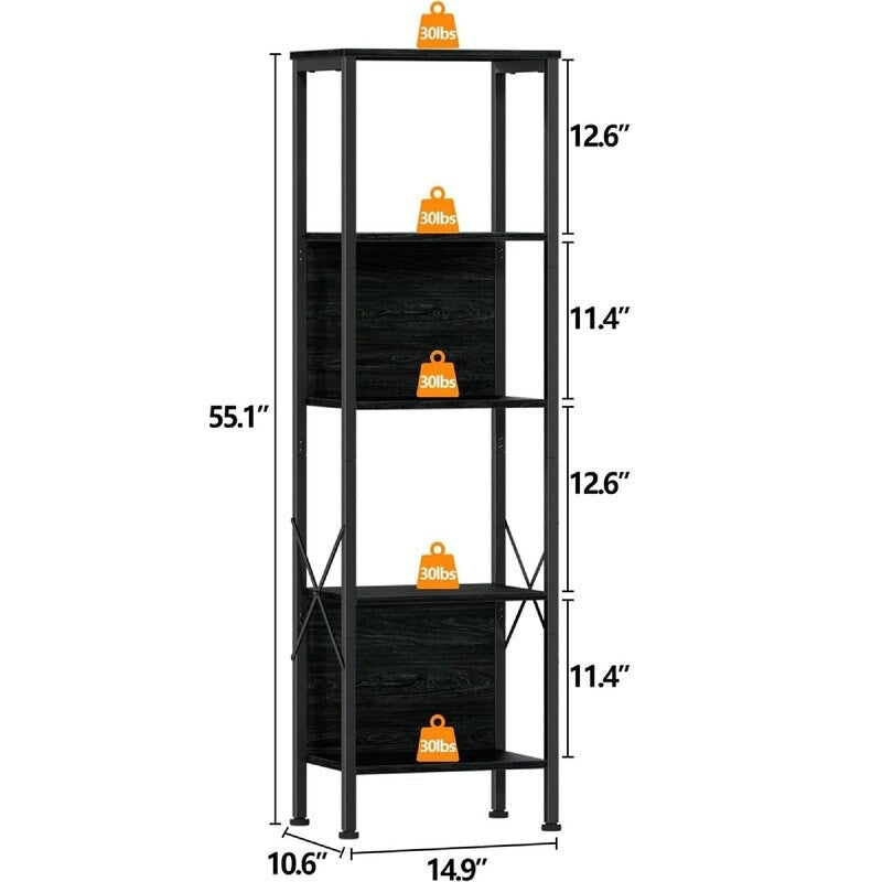 Libreria Alta a 5 Ripiani - 14,9P x 10,6L x 55,1A