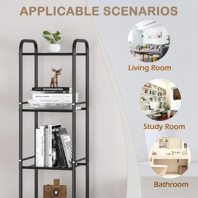 Scaffale stretto a 5 ripiani per bagno - 13P x 11L x 54,7A
