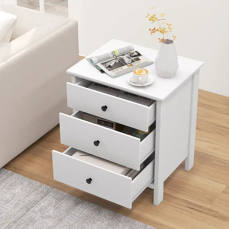 Gymax Comodino a 3 cassetti in legno Tavolino moderno - Vedi dettagli