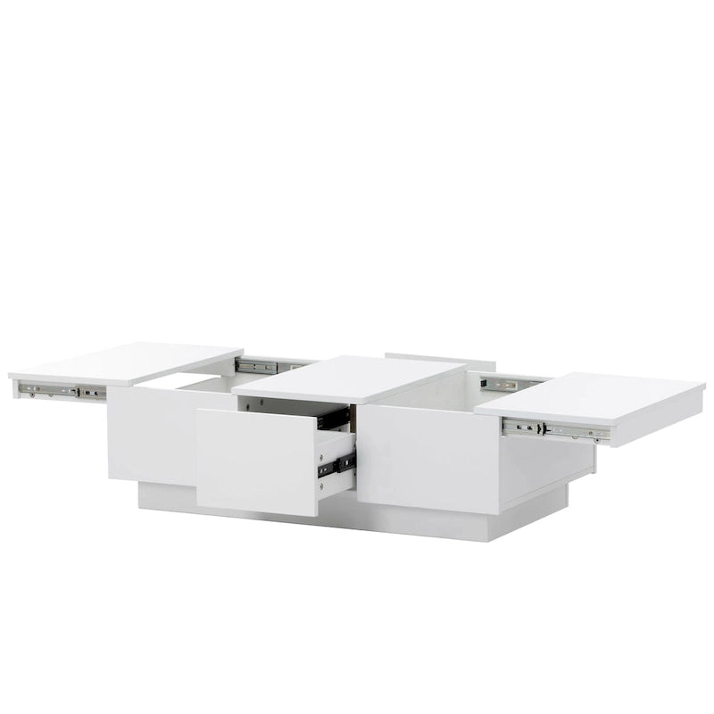 Tavolino Moderno Elegante Allungabile con 2 Grandi Vani Portaoggetti e 2 Cassetti, per Salotto