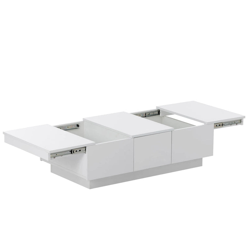 Tavolino Moderno Elegante Allungabile con 2 Grandi Vani Portaoggetti e 2 Cassetti, per Salotto