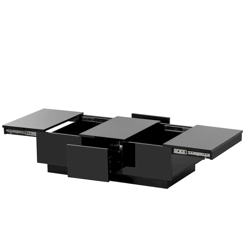 Tavolino Moderno Elegante Allungabile con 2 Grandi Vani Portaoggetti e 2 Cassetti, per Salotto