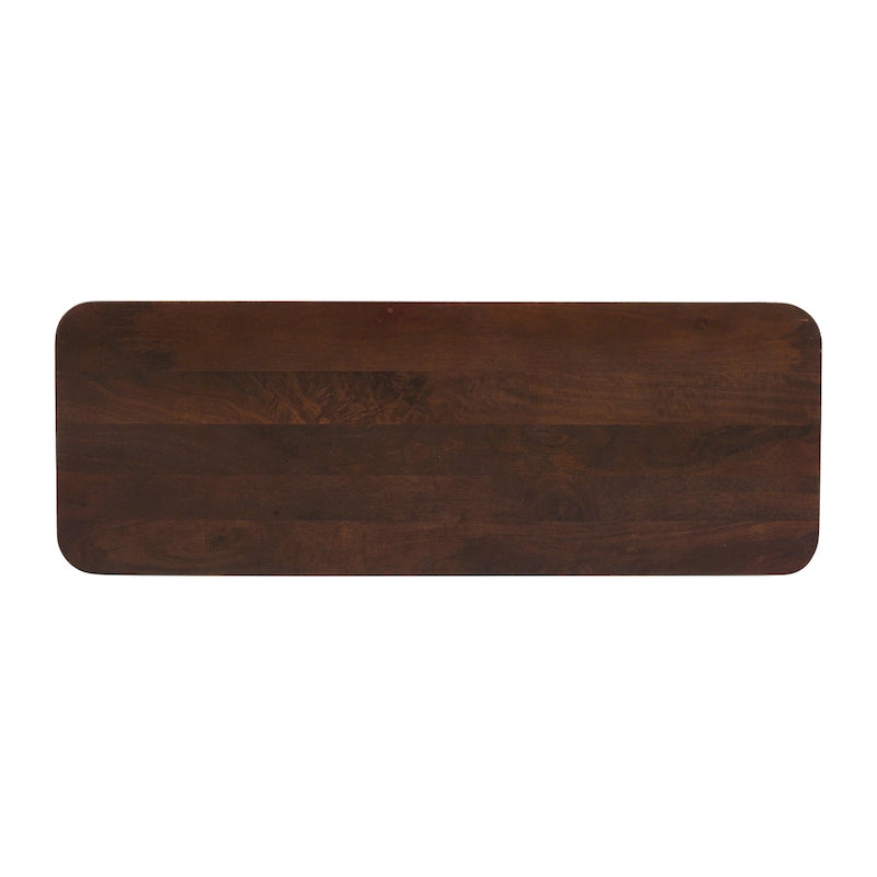 Consolle da ingresso moderna in legno massello con design a coste e contenitore