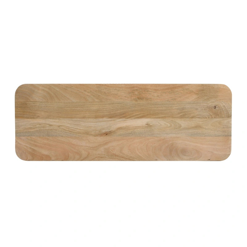 Consolle da ingresso moderna in legno massello con design a coste e contenitore