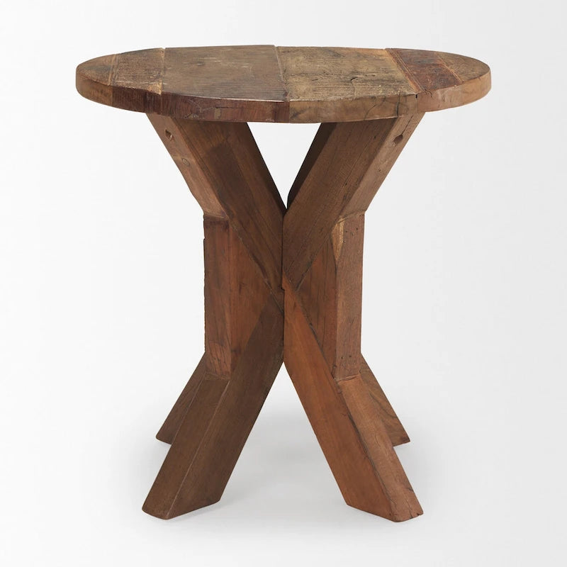HomeRoots 26 Tavolino in Legno Riciclato Marrone Effetto Invecchiato - 25.75" X 26" X 25.75"