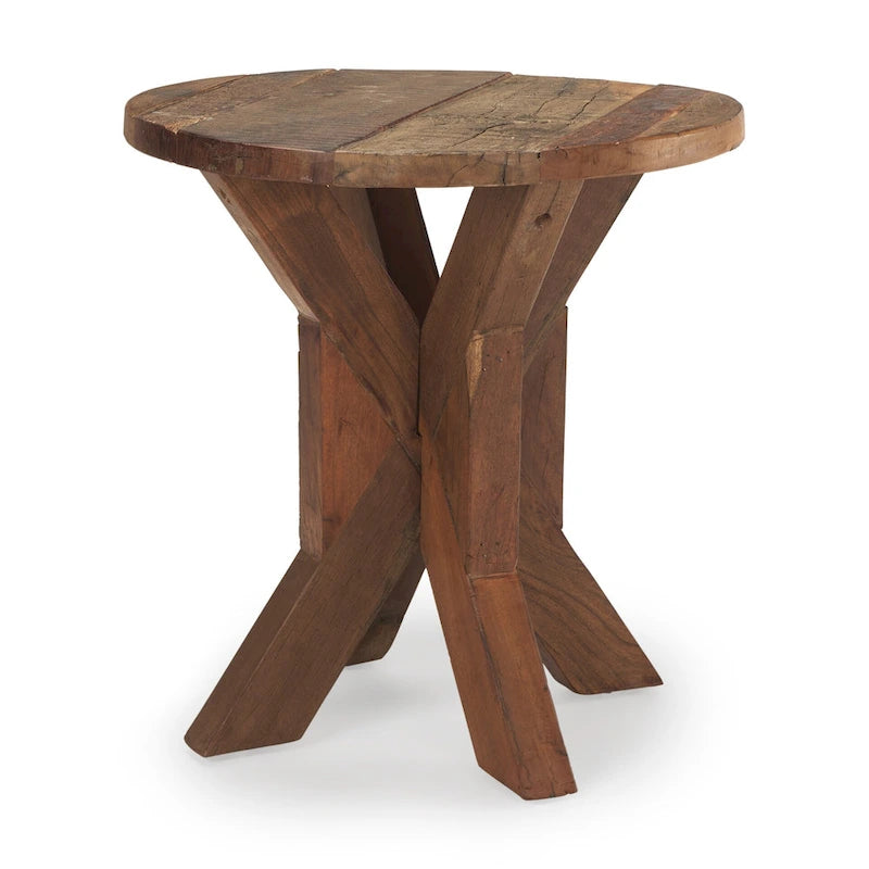 HomeRoots 26 Tavolino in Legno Riciclato Marrone Effetto Invecchiato - 25.75" X 26" X 25.75"