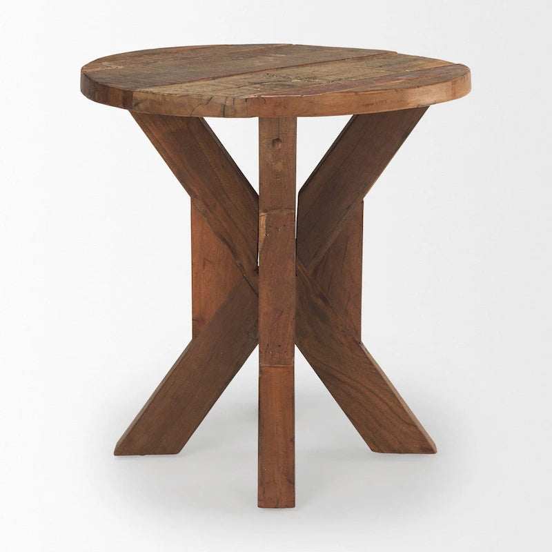 HomeRoots 26 Tavolino in Legno Riciclato Marrone Effetto Invecchiato - 25.75" X 26" X 25.75"