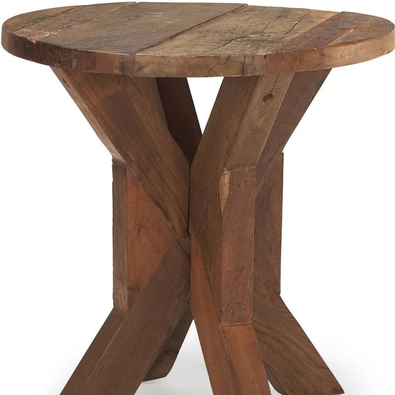 HomeRoots 26 Tavolino in Legno Riciclato Marrone Effetto Invecchiato - 25.75" X 26" X 25.75"