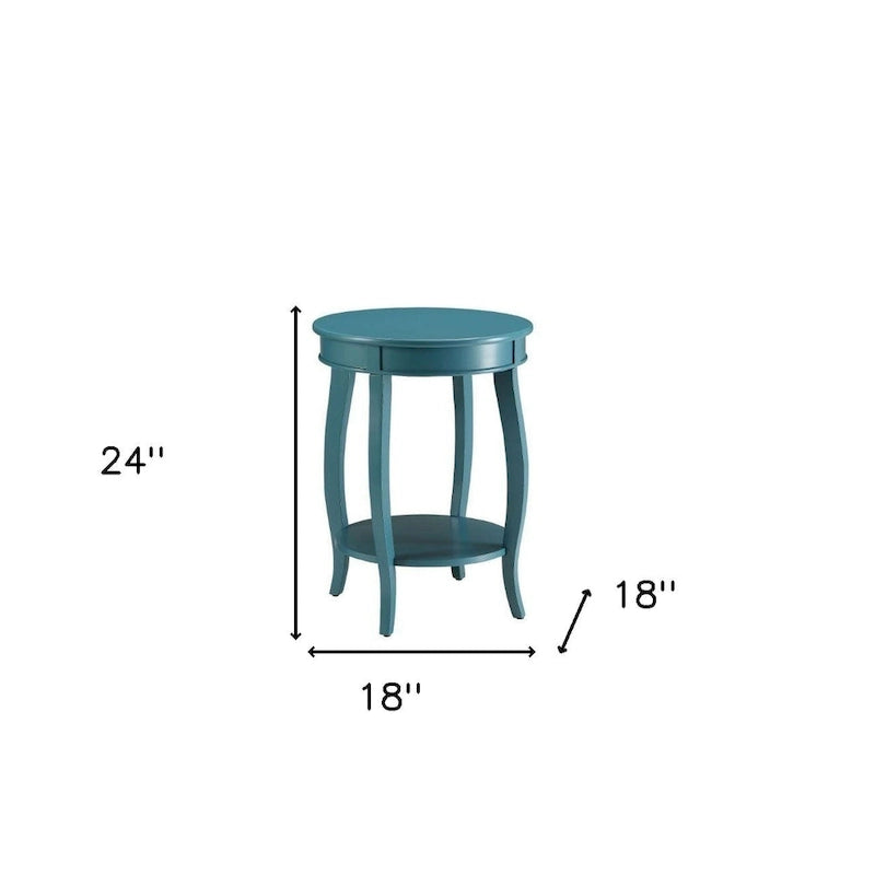 Versatile Tavolino Rotondo da 24 Pollici in Legno Massello con Ripiano, Perfetto per Camera da Letto o Soggiorno - 24 A x 18 L x 18 P