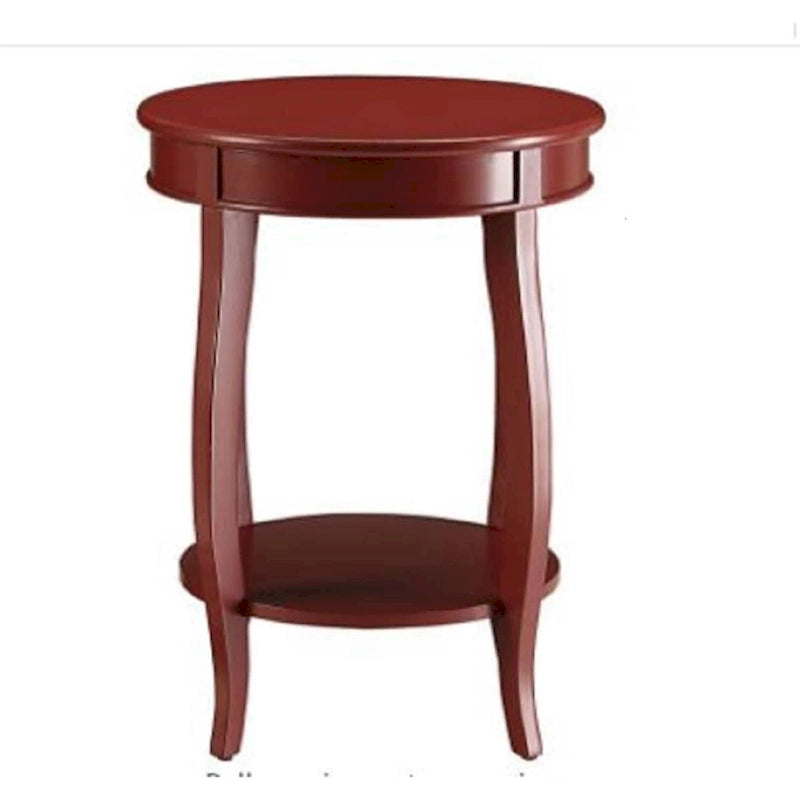 Versatile Tavolino Rotondo da 24 Pollici in Legno Massello con Ripiano, Perfetto per Camera da Letto o Soggiorno - 24 A x 18 L x 18 P