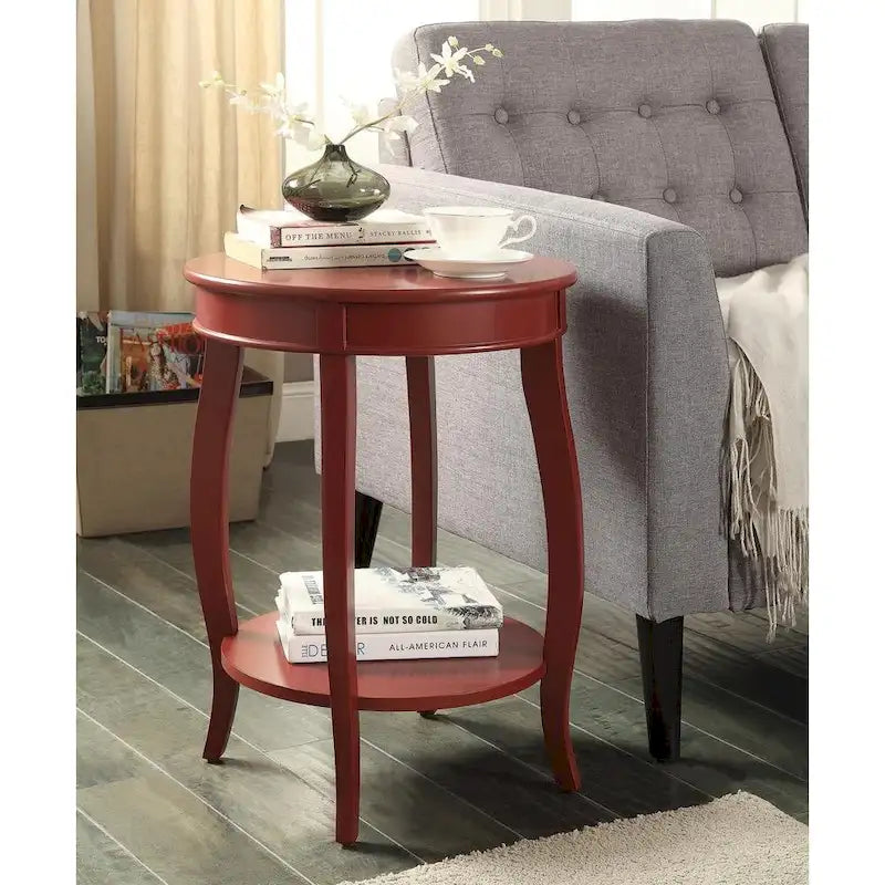 Versatile Tavolino Rotondo da 24 Pollici in Legno Massello con Ripiano, Perfetto per Camera da Letto o Soggiorno - 24 A x 18 L x 18 P