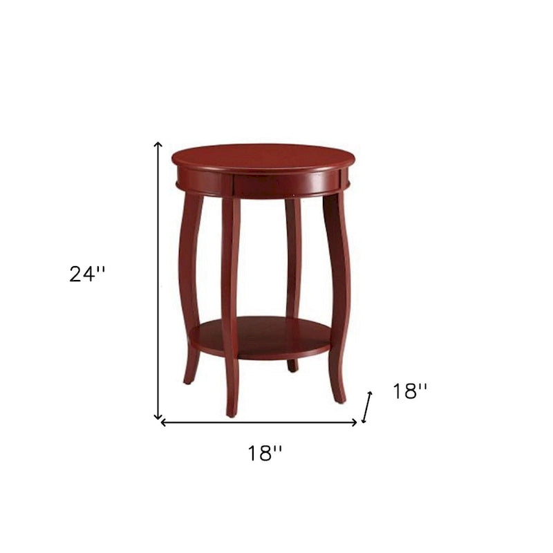 Versatile Tavolino Rotondo da 24 Pollici in Legno Massello con Ripiano, Perfetto per Camera da Letto o Soggiorno - 24 A x 18 L x 18 P
