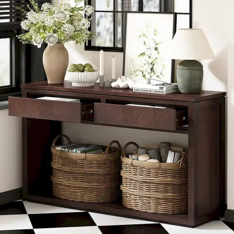 Consolle da ingresso rustica in legno 55 (Espresso)