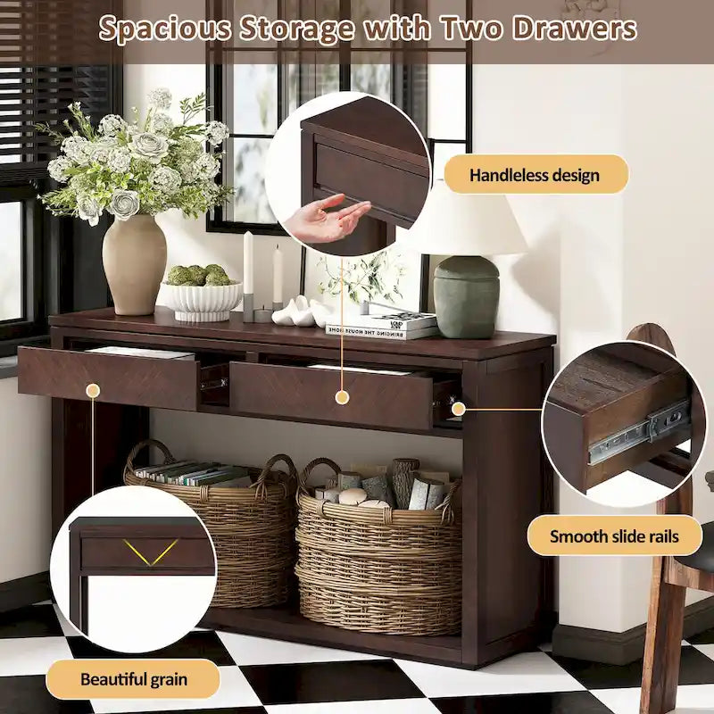 Consolle da ingresso rustica in legno 55 (Espresso)