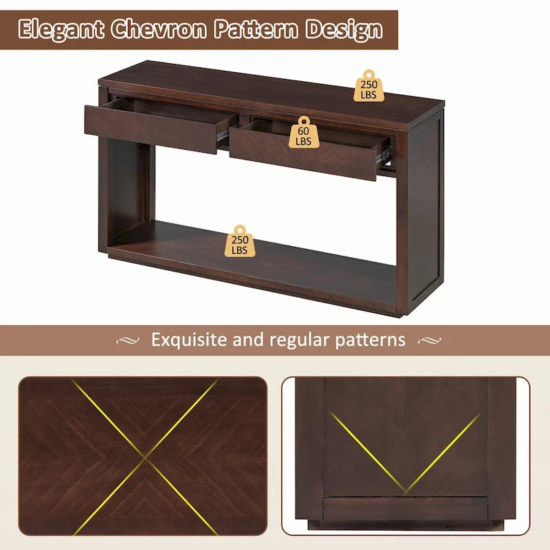 Consolle da ingresso rustica in legno 55 (Espresso)