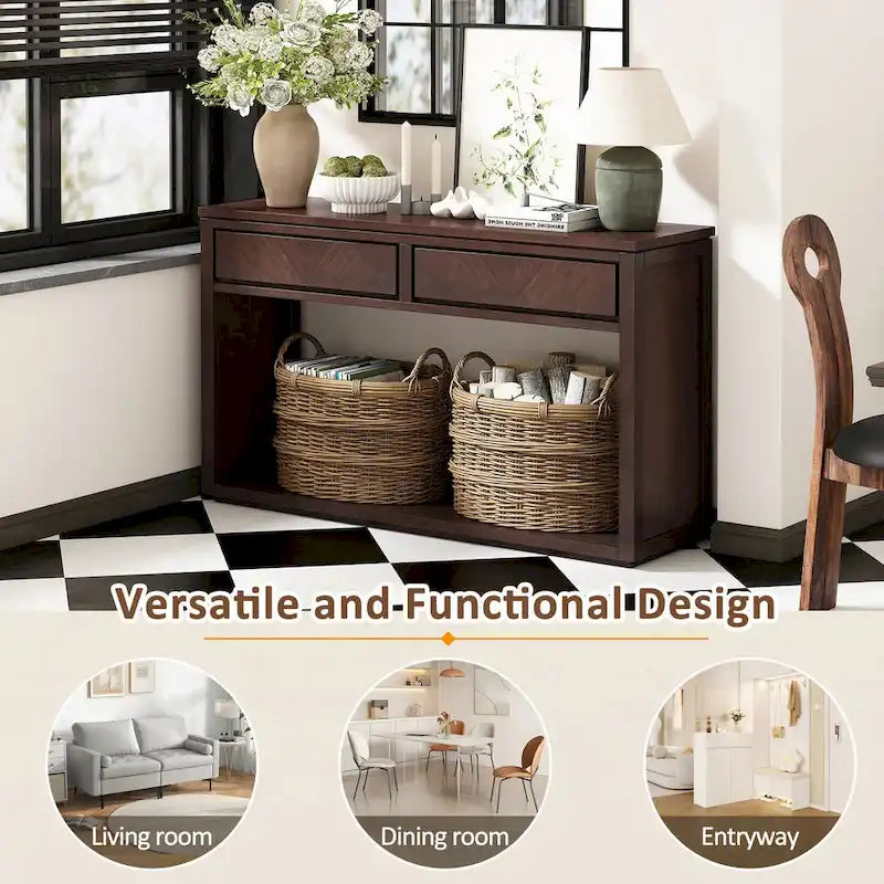 Consolle da ingresso rustica in legno 55 (Espresso)