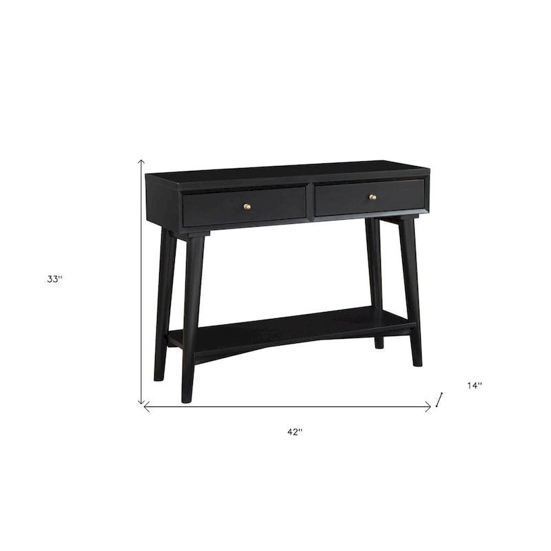 Tavolo Consolle in Legno Massello con Cassetti e Ripiano Inferiore - 42 L x 14 P x 33 H