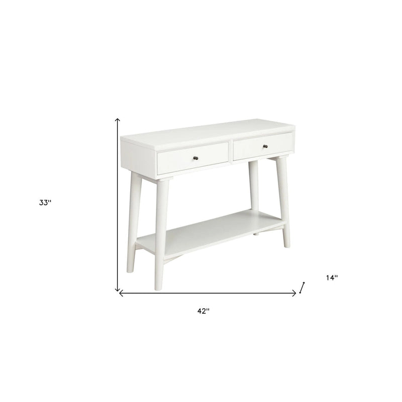Tavolo Consolle in Legno Massello con Cassetti e Ripiano Inferiore - 42 L x 14 P x 33 H