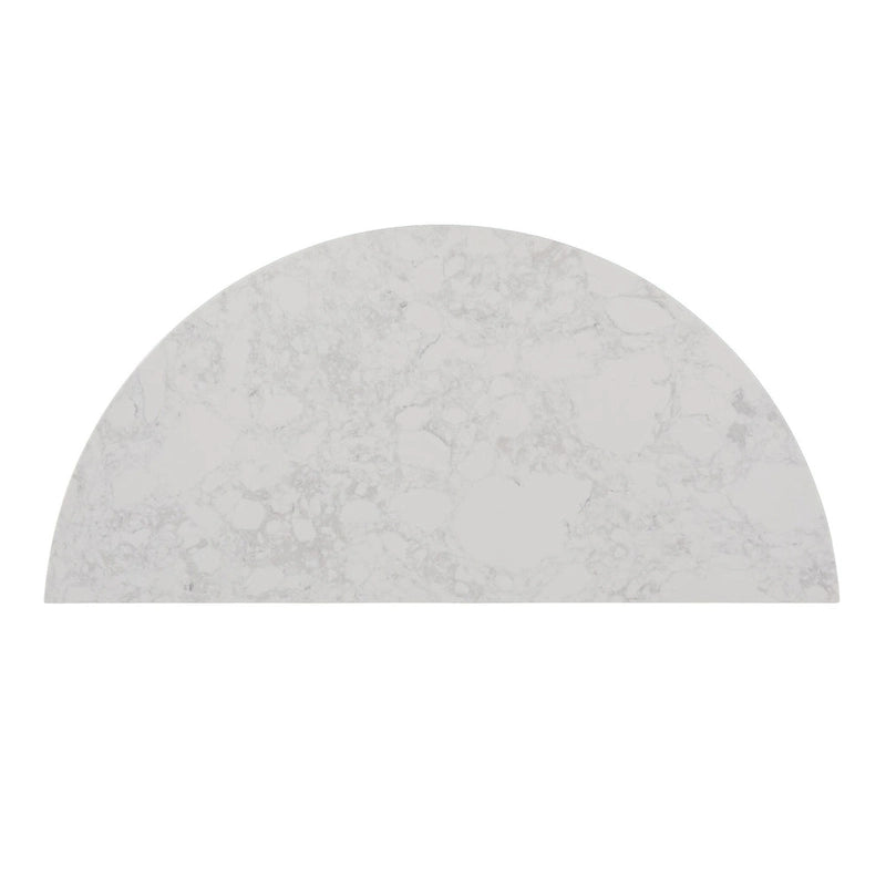 Consolle a semicerchio in finto marmo bianco con ripiano e base in legno - 41.75 L x 20 P x 30.25 H