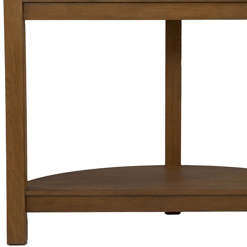 Consolle a semicerchio in finto marmo bianco con ripiano e base in legno - 41.75 L x 20 P x 30.25 H