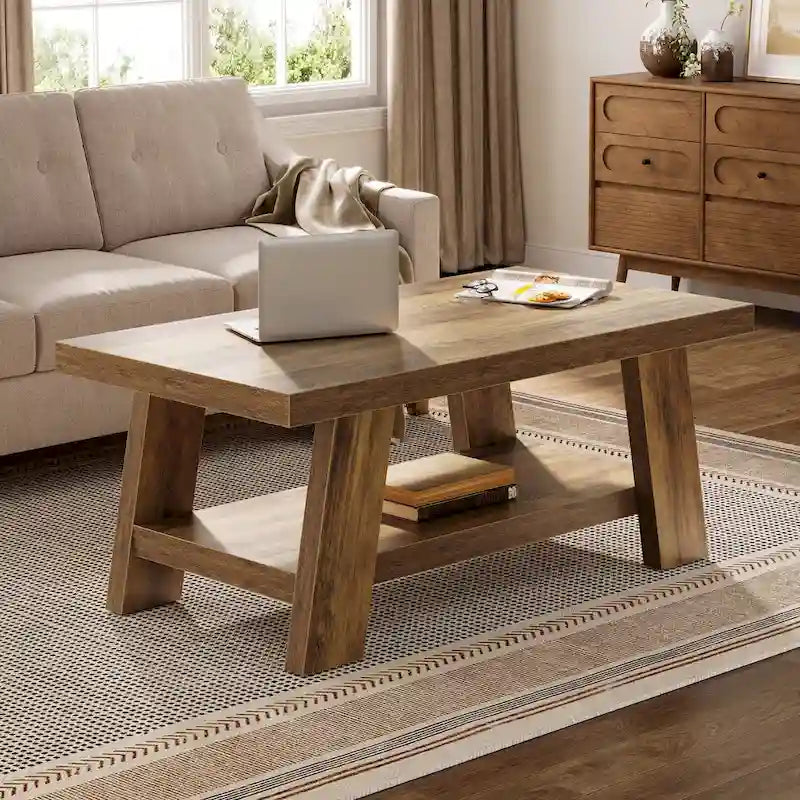 Tavolino da caffè stile rustico, tavolino centrale da 120 cm
