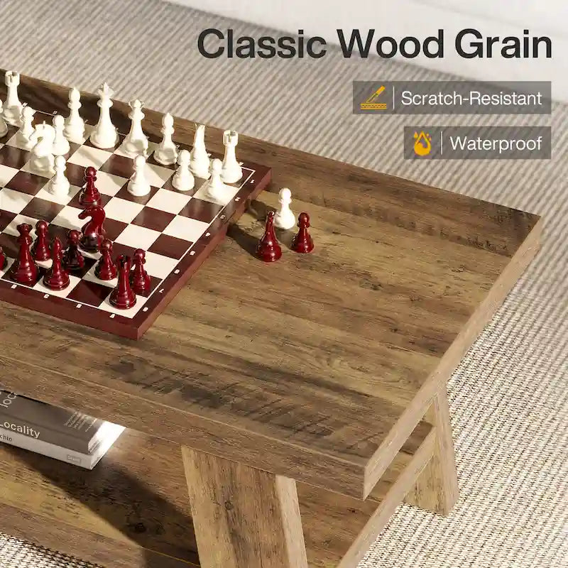 Tavolino da caffè stile rustico, tavolino centrale da 120 cm