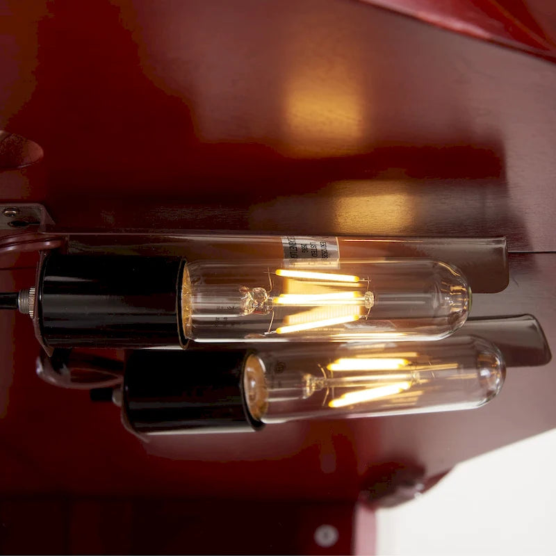 Vetrinetta ad Angolo Illuminata con Ante e Ripiani in Vetro Temperato - Elegante Espositore Ciliegio con Lampadina
