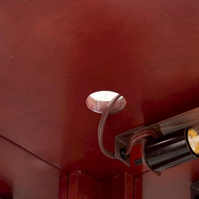 Vetrinetta ad Angolo Illuminata con Ante e Ripiani in Vetro Temperato - Elegante Espositore Ciliegio con Lampadina